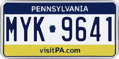 PA license plate MYK9641