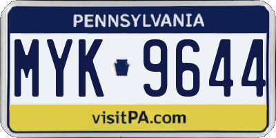 PA license plate MYK9644