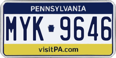 PA license plate MYK9646