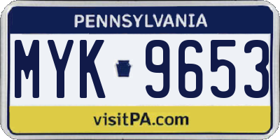 PA license plate MYK9653