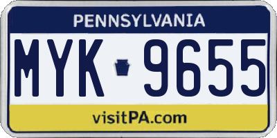 PA license plate MYK9655