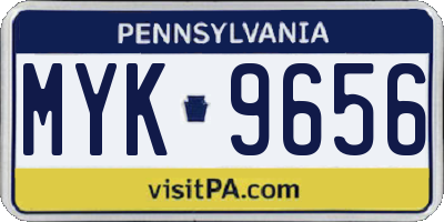 PA license plate MYK9656
