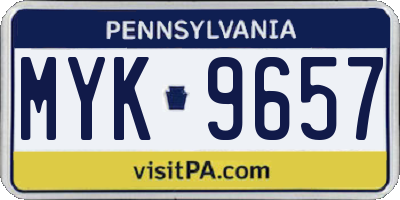 PA license plate MYK9657