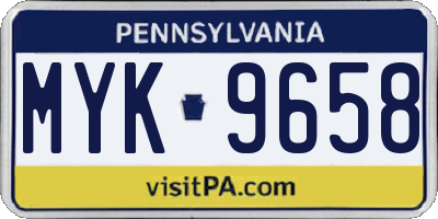 PA license plate MYK9658