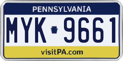 PA license plate MYK9661