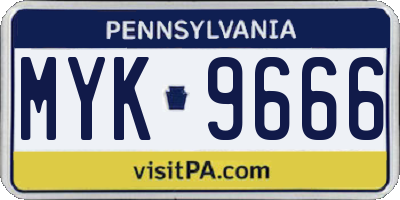 PA license plate MYK9666