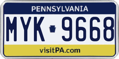 PA license plate MYK9668