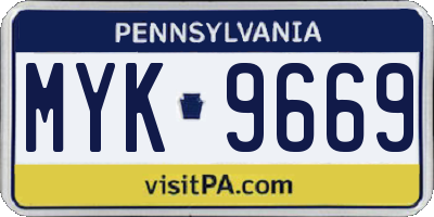 PA license plate MYK9669