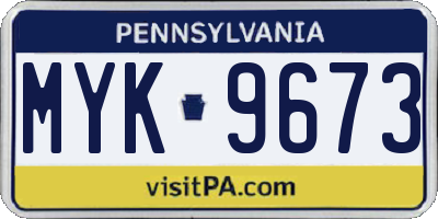 PA license plate MYK9673