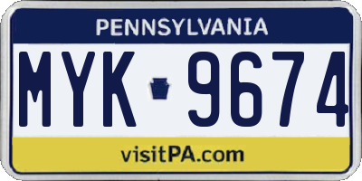 PA license plate MYK9674