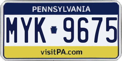 PA license plate MYK9675
