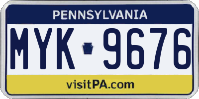 PA license plate MYK9676