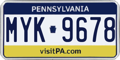 PA license plate MYK9678