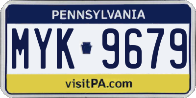 PA license plate MYK9679