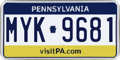 PA license plate MYK9681
