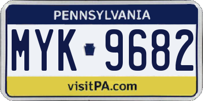 PA license plate MYK9682