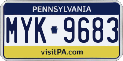 PA license plate MYK9683