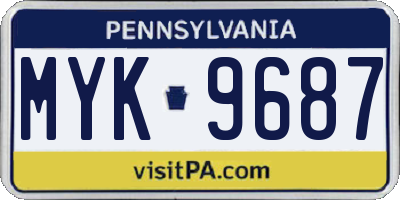 PA license plate MYK9687