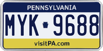 PA license plate MYK9688