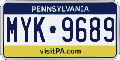PA license plate MYK9689