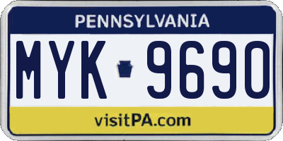PA license plate MYK9690