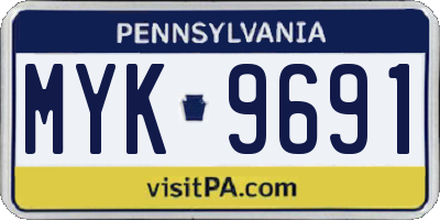 PA license plate MYK9691
