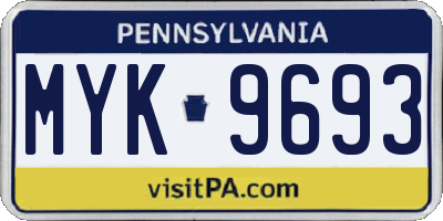 PA license plate MYK9693