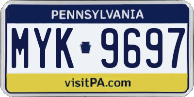 PA license plate MYK9697