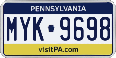 PA license plate MYK9698
