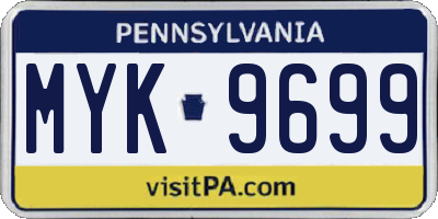 PA license plate MYK9699