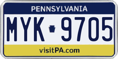 PA license plate MYK9705
