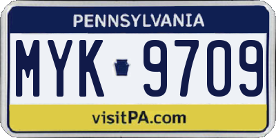 PA license plate MYK9709