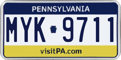 PA license plate MYK9711