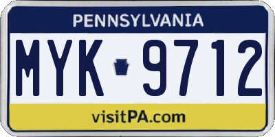 PA license plate MYK9712