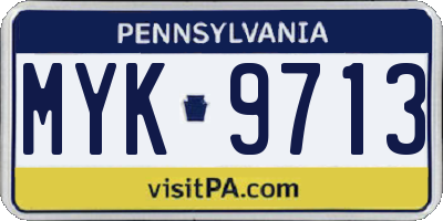 PA license plate MYK9713