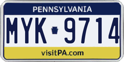 PA license plate MYK9714