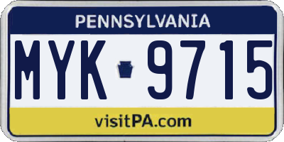 PA license plate MYK9715