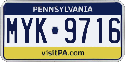 PA license plate MYK9716