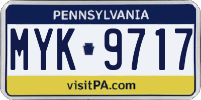 PA license plate MYK9717
