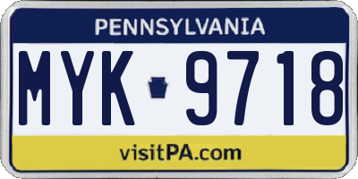 PA license plate MYK9718