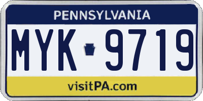 PA license plate MYK9719