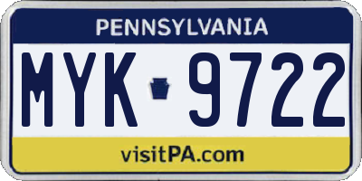 PA license plate MYK9722