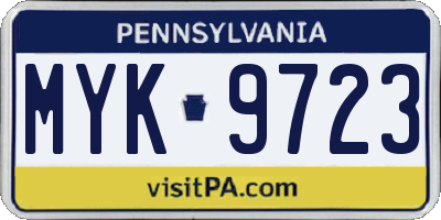 PA license plate MYK9723