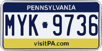 PA license plate MYK9736