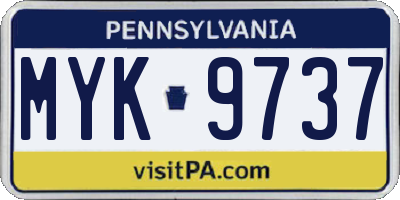 PA license plate MYK9737