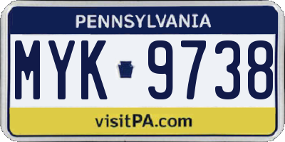 PA license plate MYK9738