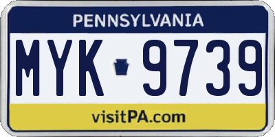 PA license plate MYK9739