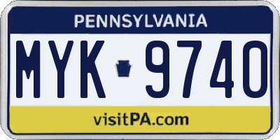 PA license plate MYK9740