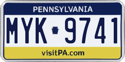 PA license plate MYK9741