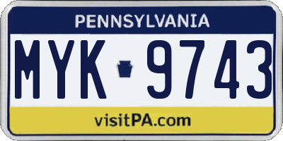 PA license plate MYK9743